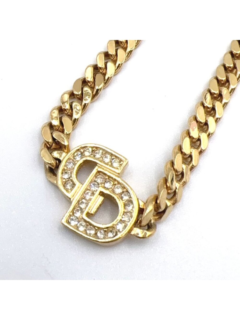 Dior CD Logo Rhinestone Clear Gold Bracelet